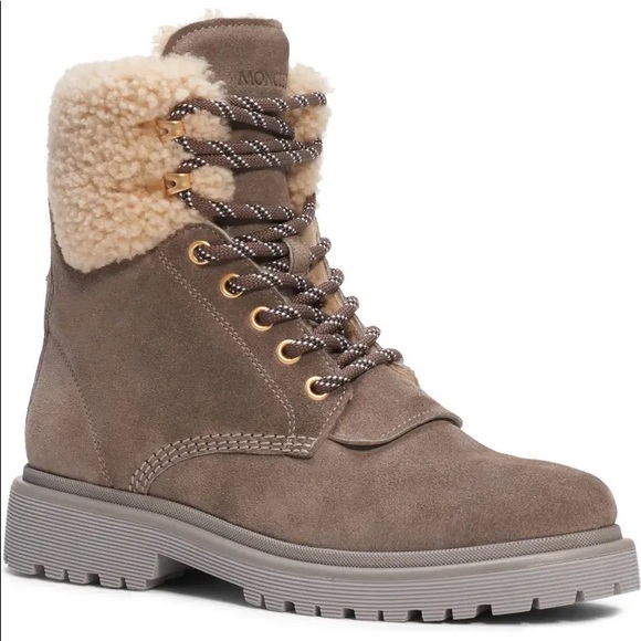 Moncler Shoes - Moncler shearling lace up boot